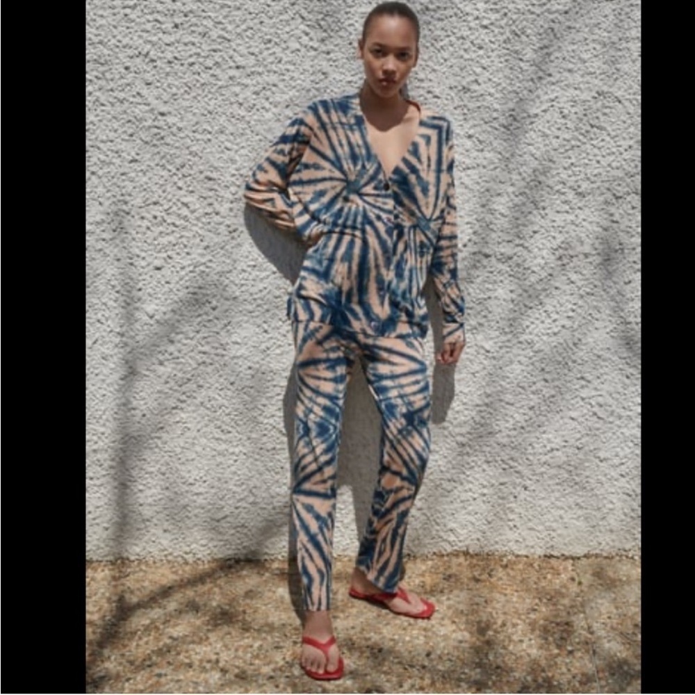 Zara High-waist knit tie dye trousers